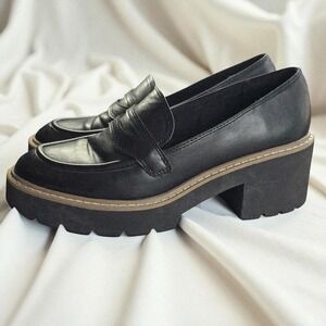 Dolce Vita Tammy Black Platform Loafers Women 9 Lug Sole Chunky Heel Y2K Gothic